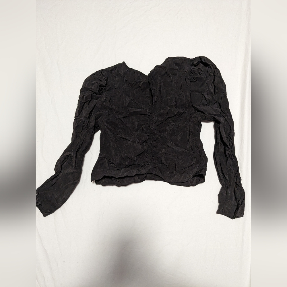 Women's black retro textured long sleeve